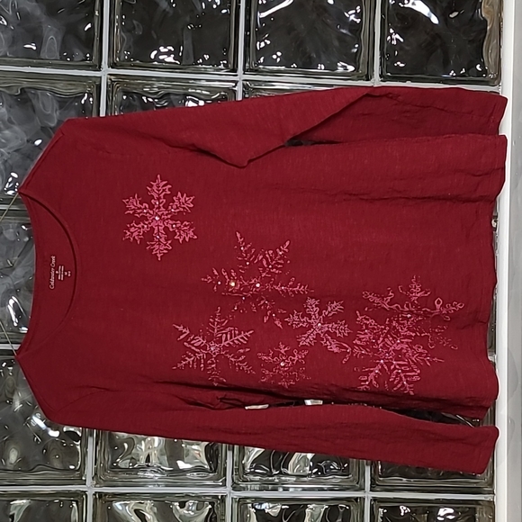 Coldwater Creek Tops - Coldwater Creek holiday winter top in burgundy / wine color.  Size M